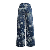 Floral Print Wide Leg Pants for Women Trendy Mid Rise Boho Ankle Cute Jeans Light S V1369-AZ3-W-11560