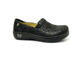 ALEGRIA Keli Nursing Shoes Slip On Womens Work Working Hospitality - Black Embossed Paisley V563-KEL-431-41