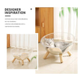 Luxury Transparent Cat Bed with Wooden Legs - Stylish Pet Nest V888-ELOSUNG18309