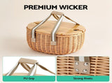 Alfresco 2 Person Insulated Picnic Basket Set with Foldable Wood Table PC-TB-2P-ROU