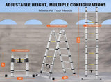 Telescoping Extension Ladder 12.5FT A-Shape w/ Stabilizer Bar for RV V952-AZXSSLTNLSLK7NWR8V0