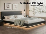 Artiss Bed Frame King Size LED Gas Lift Black LUMI BFRAME-E-LUMI-K-BK-ABC