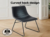 Artiss 2x Dining Chairs Retro PU Leather Kitchen Lounge Cafe Accent Chair Black UPHO-C-DIN-2503-BKX2