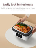 1L Black-Blue Cordless Waterless Heated Lunch Box - Portable 304 Stainless Steel Bento Box for V888-ELOSUNG42334