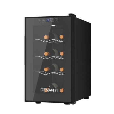 Devanti Wine Fridge Cooler 8 Bottles WC-C-8B-BK