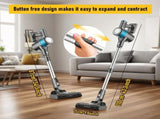 8-in-1 Cordless Vacuum Cleaner 2 Modes Anti-Tangle Brush For Pet Hair On Hardwood Floors & Carpets V1181-XT4-BL
