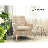 Artiss Armchair Linen Fabric Anne Beige UPHO-B-ARM04-BG