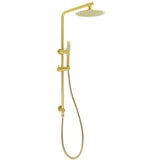 Brushed Gold Twin Shower Set Sliding Rail Arm 8" Round Head Stainless Steel Handheld Rose Combo V1233-S4902ABGSS019CBGKSR108G