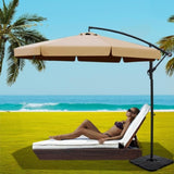Instahut 3m Outdoor Umbrella w/Base Cantilever Garden Beach Patio Beige UMB-BAN-F-50N-COM-BG