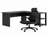 Artiss Office Desk and Chair Set L Shaped Computer Desk 136cm with 2 Tier Storage Shelves, Ergonomic FURNI-DESK01-FZ09H-BK