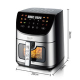 Smart Stainless Steel Air Fryer with Visible Glass Window, Touch and APP Control, Large Capacity for V1341-ZY-5QWVXJS3-SILVER