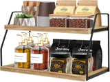 CARLA HOME 2-Tier Wooden Coffee Station Rack Organizer for Coffee Bar, Condiments, Syrups, Storage V178-36176