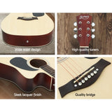 Alpha 41 Inch Acoustic Guitar Equaliser Electric Output Jack Cutaway Wood GUITAR-D-41-EQ-NAT