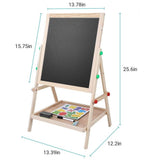 Art Easel for Kids Wooden Easel Double Sided Standing Chalkboard Dry Erase Board for Kids V1369-AZ3-W-22078