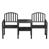 Gardeon Outdoor Garden Bench Seat Loveseat Steel Table Chairs Patio Furniture Black GB-STEEL-LOVESEAT-BK