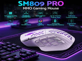 SOLAKAKA Wireless MMO Gaming Mouse 16 Buttons Bluetooth 24000 DPI RGB XFF3-MSSM809P-WH