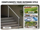 Handrails for Outdoor Steps, 70.9 in/ 180cm Length Stair Hand Rail Kit, Transitional Stainless Steel V952-BXGSLZFS180C0LCPKV0
