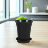 Set of 10 Modern Black Plastic with Drainage Holes and Removable Trays for Indoor and Outdoor Plants V1369-AZ3-W-14275