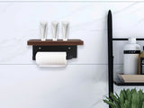 WHAMVOX Solid Wood Toilet Paper Holder Stand with Storage Shelf Bathroom Tissue Rack Organizer V1189-WXFWAL-20260326-02279
