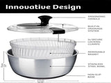 Large Stainless Steel Salad Spinner Easy Compact Kitchen Tool V1263-JX-5408