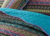 Grenn Teal Boho style Printed Bedspread Quilt Set Pillowcases V745-MAC06193Q13U