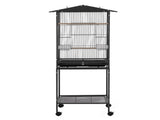 i.Pet 136cm Bird Cage Aviary Open Top Parrot Budgie Stand Wheels Black PET-BIRDCAGE-H136-BK