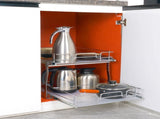 2 Tier 20"Wx21"Dx15"H Pull Cabinet Organizer, Heavy Duty Slide Pantry Shelves, Steel Roll V952-HGS220W21D15HSW3PV0