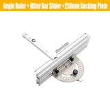Stainless Steel & Aluminum Woodworking Angle Gauge with Laser-Etched Dial, Miter Guide Rail and V1341-ZY-6YRDSPGR-415MMB