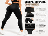 Womens High Waisted Leggings, 3D Sculpting Butt Lifting Yoga Pants, Quick Dry Squat Proof Workout V1366-AZ2-W-10812