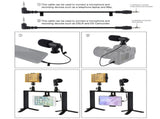 4-In-1 Vlogging Kit With Led Light Microphone Tripod And Stabilizer PRL-4203TKP