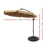 Instahut 3m Outdoor Umbrella w/Base Cantilever Garden Patio Beach Beige UMB-BAN-F-50-48-BG