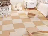 8 x Khaki & 8 x Off-White Durable & Soft Self-Adhesive Carpet Tiles - Interlocking Non-Slip V888-ELOSUNG42018