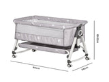 3-in-1 Grey Baby Bassinet Bedside Crib with Adjustable Height, Mosquito Net & Storage Basket LSB-59241