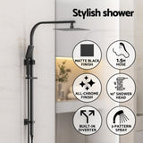 10'' Rain Shower Head Set Handheld Square High Pressure Black SHOWER-B2-SQ-10-BK