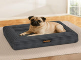 Pawz M Size Orthopedic Dog Bed with Corduroy Removable Cover Waterproof Washable Grey PT1276-M-GY