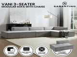 Sarantino Vani 3 Seater Modular Sofa Set - Light Grey SOFA-MLM-315-LGY