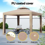 Instahut Gazebo Marquee 3m Outdoor Event Tent Camping Party Mesh Wall Canopy Brown GAZEBO-IR-WED-3X3-BR