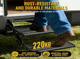 Heavy Duty Double Aluminium Caravan Step Anti-Slip RV Entry Step, Stable 2-Tier Camping Step, V1181-AT003-BK