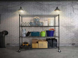 Modular Wire Storage 150x60cm Steel Shelving Black With Wheels For Garage Warehouse Or Kitchen V63-841101