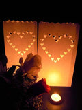 50 Pack White Heart Luminary Paper Candle Tea Light Lantern Bags Garden Wedding Anniversary Birthday V382-HRTLUM50