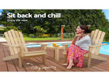 Gardeon 3PC Adirondack Outdoor Table and Chairs Wooden Beach Chair Natural FF-BEACH-UF-CH-NW-3PC