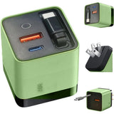 3 in 1 Charger Retractable 80W Max Fast, 80w Charger Retractable Cable Charger with Type C Cable and V1366-AZ2-W-11470