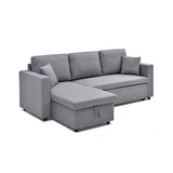 Multifunctional Sofa Bed Fabric Upholstery Chaise Section Comfy Cushions Armrests V43-SOF-SWK-GR