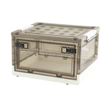Foldable Plastic Storage Box with Lid, Clear Transparent Organizer Bin for Clothes Blankets, Large V1366-AZ2-W-14777