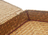2 Pack Seagrass Storage Boxes with Lids, Natural Woven Wicker Shelf Baskets Stackable Rectangular V1237-ZY00B088R37XWZ