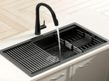 Cefito Stainless Steel Sink 70x45CM With Pull Out Mixer Tap Kitchen Basin Single Bowl Black SINK-BLACK-7045T-52