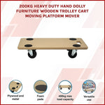 200kg Heavy Duty Hand Dolly Furniture Wooden Trolley Cart Moving Platform Mover V63-837191