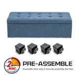 Storage Ottoman Stool 102cm Fabric DARK BLUE V274-FT-GQ003-DBU