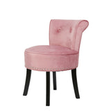 Pink Round Vanity Stool with Padded Seat and Backrest V767-XJJ379-PK-V1