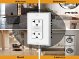 10 Pack GFCI Outlets 20 Amp, Non-Tamper Resistant, Decor GFI Receptacles with LED Indicator, Ground V1258-DP02-WO-963
